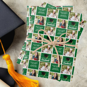 Green Abschluss Foto Personalisiert Graduate Geschenkpapier Set