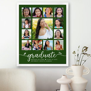 Green Abschluss K-12 FotoCollage Modernes Drehbuch Poster