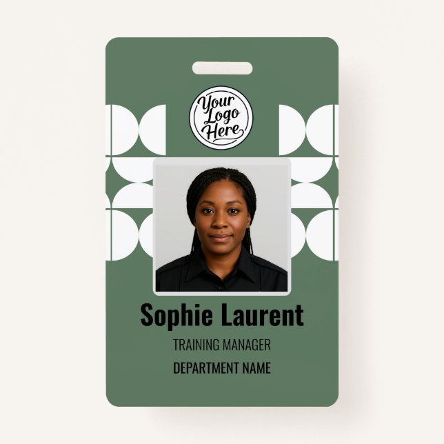 Green Abstract Design Employee Photo ID Company Ausweis (Vorderseite)