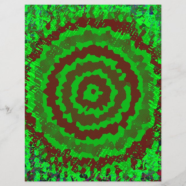 Green Abstract Flower Bulk Scrapbook Paper Pages Flyer (Vorne)