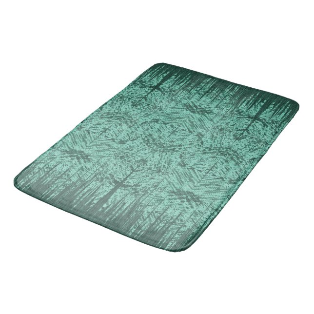 Green Abstract Island Tiki Pattern Badematte (Schrägansicht)