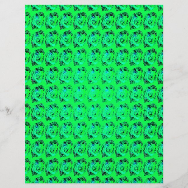 Green Abstract Roses Bulk Scrapbook Paper Pages Flyer (Vorne)