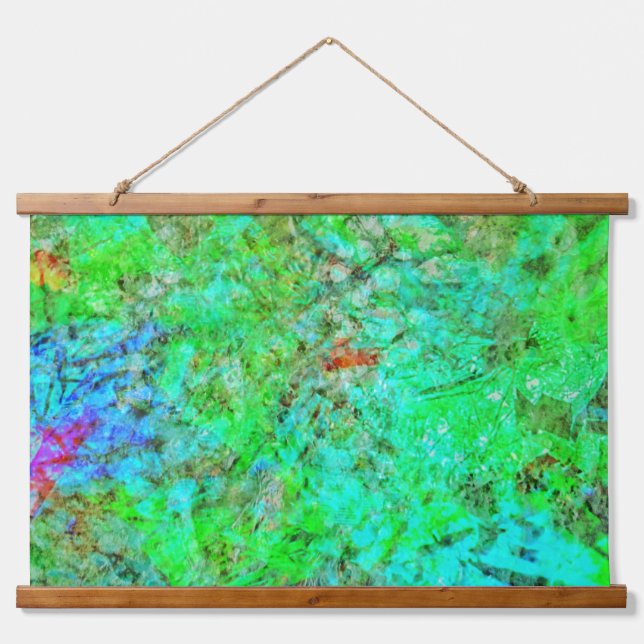 Green abstract Wood Topped Wall Tapestry,Smooth  Wandteppich Mit Holzrahmen (Vorne)