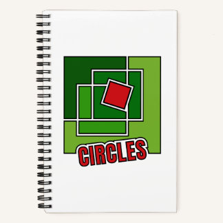 Green Abstraction with Twisted Red Square Notizbuch