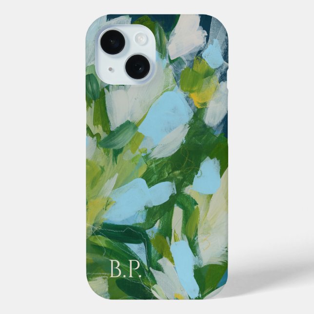 Green Abstrakt Art Monogram Individuelle Name Case-Mate iPhone Hülle (Rückseite)