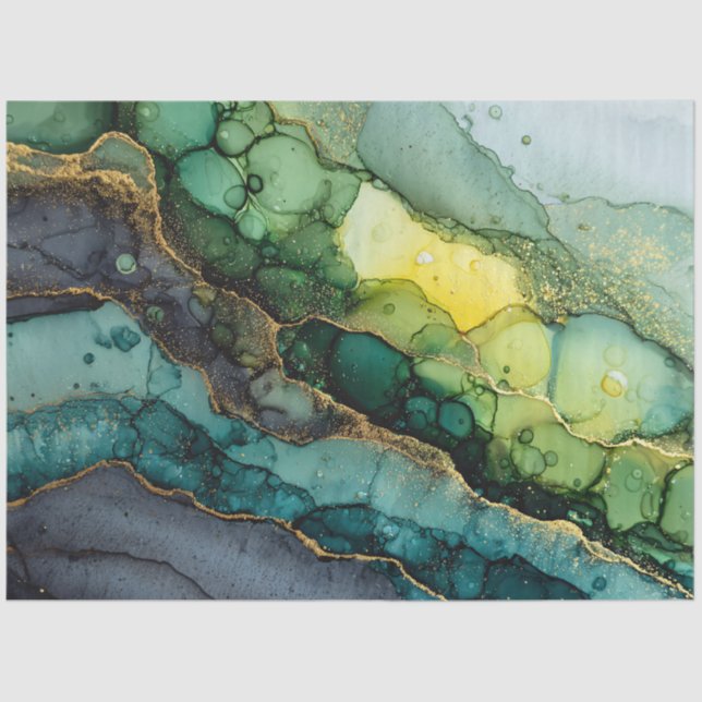 Green Abstrakt Fluid Art Seidenpapier (Vorderseite)