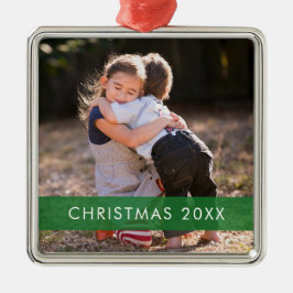 Green Accent Ribbon Foto Template Weihnachtsmetall Ornament Aus Metall