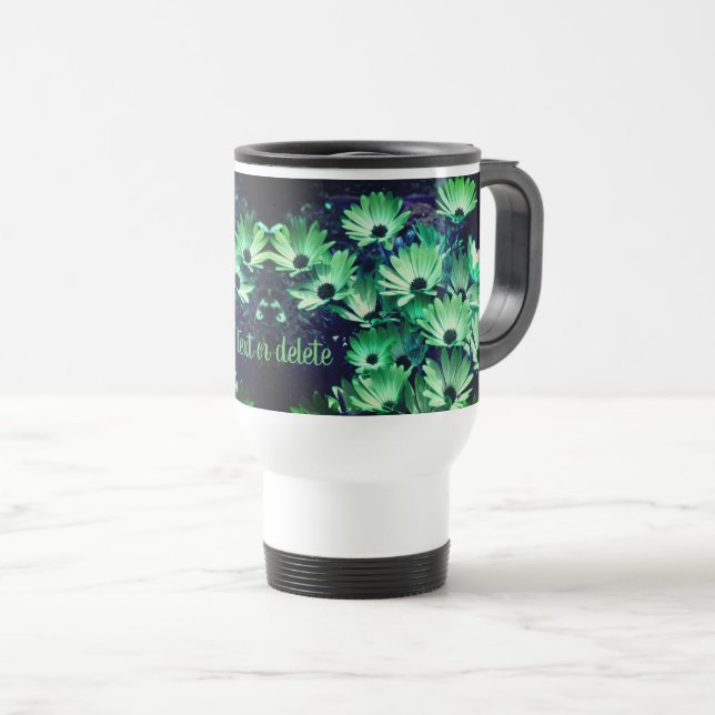 Green African Daisies Blume Art Personalisiert Reisebecher (VorderseiteRechts)