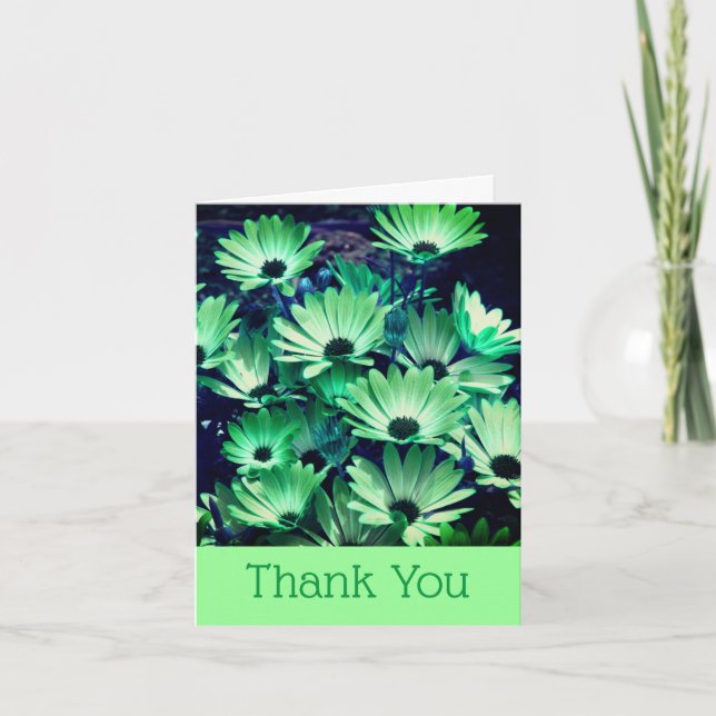 Green African Daisies Floral Vielen Dank Karte (Vorderseite)