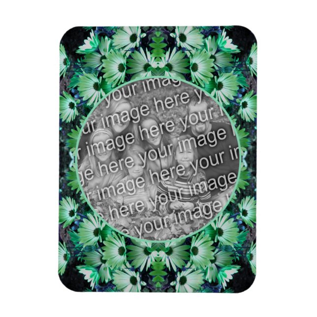 Green African Daisy Blume Frame Add Your Foto Magnet (Vertikal)