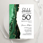 Green Agate White Gold Überraschung 50. Geburtstag Einladung<br><div class="desc">Grün,  Weiß und Gold überraschen 50. Geburtstagsfeier Einladung. Elegantes modernes Design mit Aquarellfarben-marmorgeode Hintergrund,  Imitats Glitzer Gold und Typografie Skript-Schriftart. Die trendige Einladungskarte eignet sich perfekt für eine stilvolle Damenfeier. Gedruckte Zazzle-Einladungen oder Sofortdownload digitaler Druckvorlage.</div>