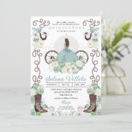 Green Ainderella Carriage Western Quinceañera Einladung