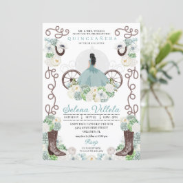 Green Ainderella Carriage Western Quinceañera Einladung