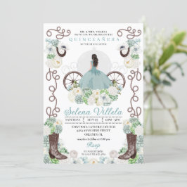 Green Ainderella Carriage Western Quinceañera Einladung