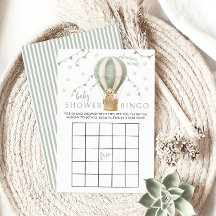 Green Air Balloon Teddy Baby Boy Showspiel Bingo