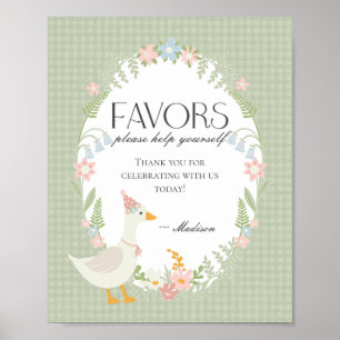 Green Albern Gänse Floral Gingham Favoriten Zeiche Poster