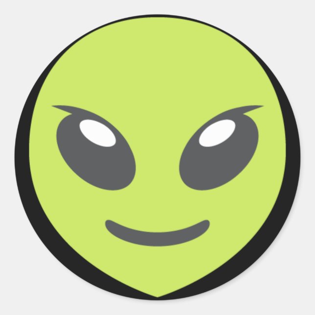 Green Alien Emoji Runder Aufkleber (Vorderseite)