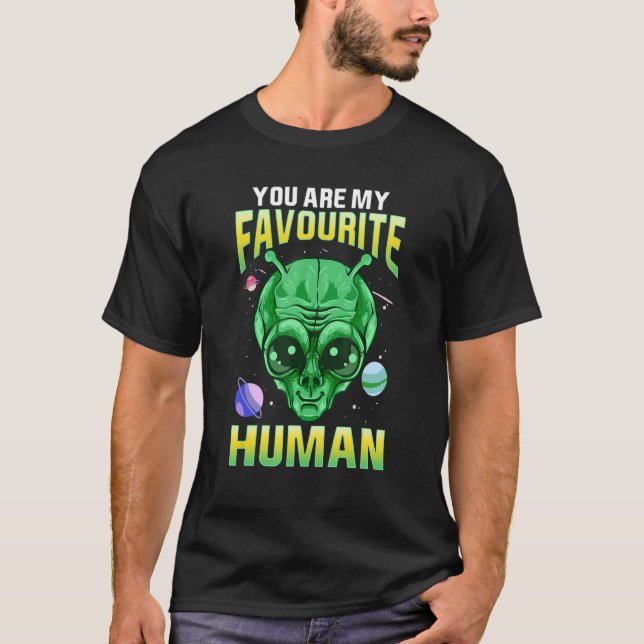 Green Alien Face Head Birthday For Boys Men Favour T-Shirt (Vorderseite)