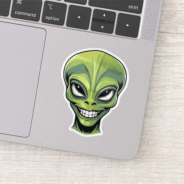 Green Alien Head Aufkleber (Detail)