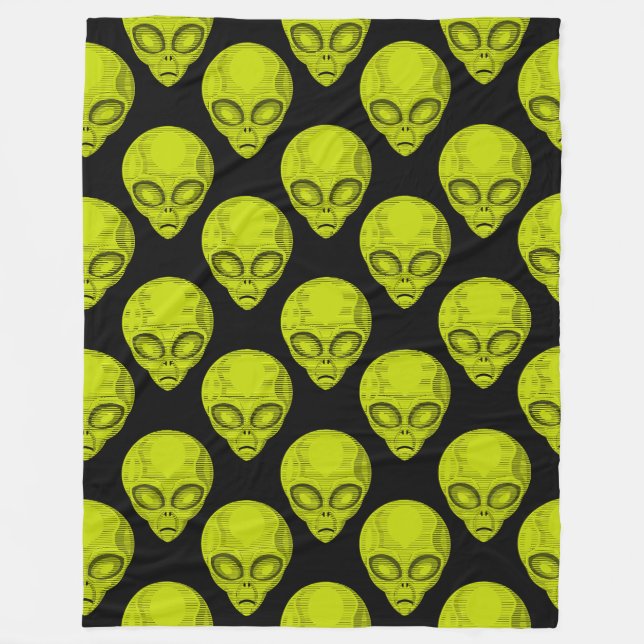 Green Alien Head Fleece Blanket (Vorderseite)