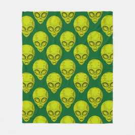 Green Alien Head Fleece Blanket