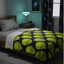 Green Alien Head Fleece Blanket