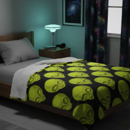 Green Alien Head Fleece Blanket