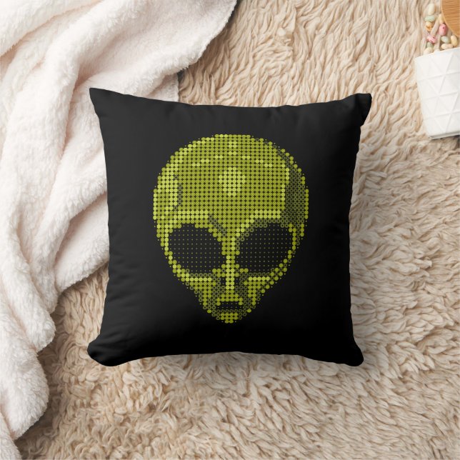 Green Alien Head Kissen (Decke)