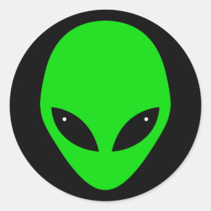Green Alien Head Runder Aufkleber