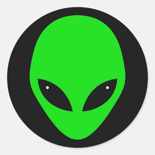 Green Alien Head Runder Aufkleber (Vorderseite)
