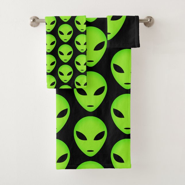 Green Alien martian Bath Handtuch Set (Insitu)