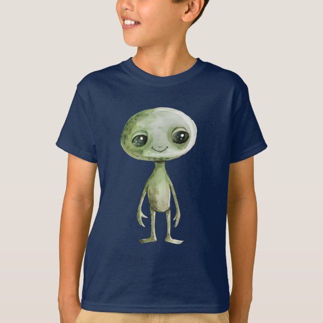 Green Alien Martian Funny Boy's Shirt (Vorderseite)