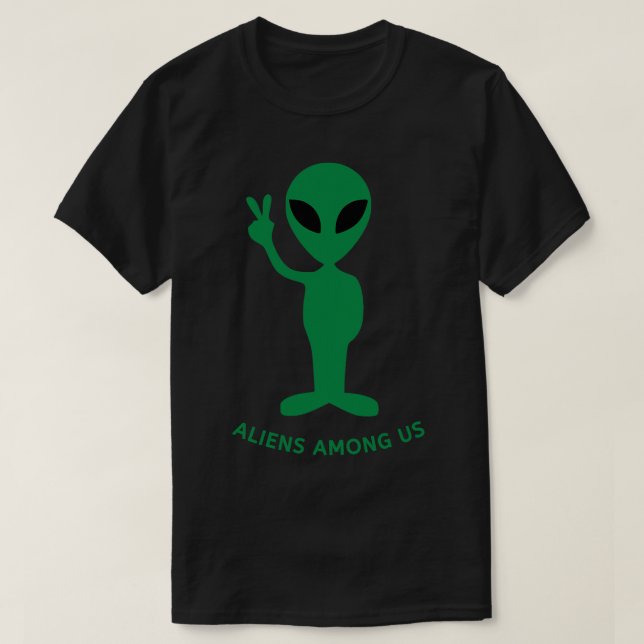 Green Alien Peace Hand / Sign SciFi Fan Außerirdis T-Shirt (Design vorne)