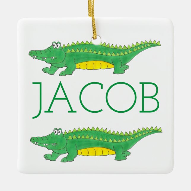 Green Alligator Croc Crocodile Gator Tier Keramikornament (Vorderseite)