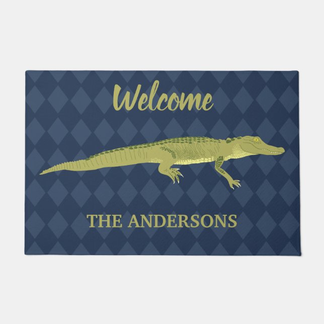 Green Alligator realistische Grafik Personalisiert Fußmatte (Vorderseite)