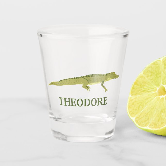 Green Alligator realistische Grafik Personalisiert Schnapsglas (Vorderseite)