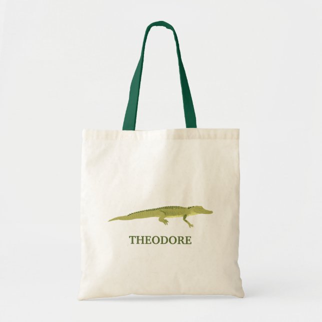 Green Alligator realistische Grafik Personalisiert Tragetasche (Vorne)