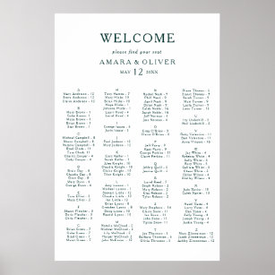 Green Alphabetic Seating Chart Poster