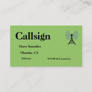Green Amateur Radio Call Sign Visitenkarte