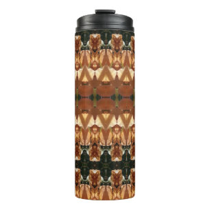 Green & Amber Ikat Thermosbecher