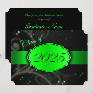 Green and Black 2025 Graduation Party Einladung