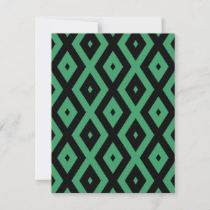 Green and black diamond pattern RSVP karte