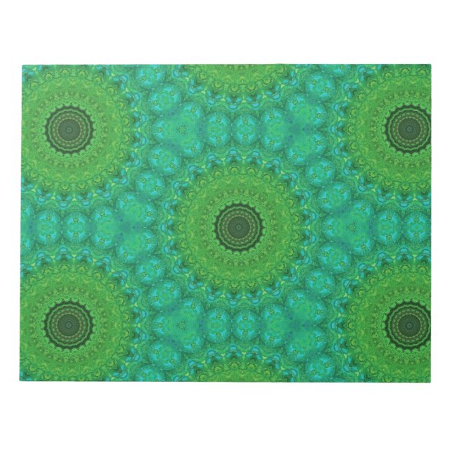 Green and Blue Circular Pattern Notepad Notizblock (Vorderseite)