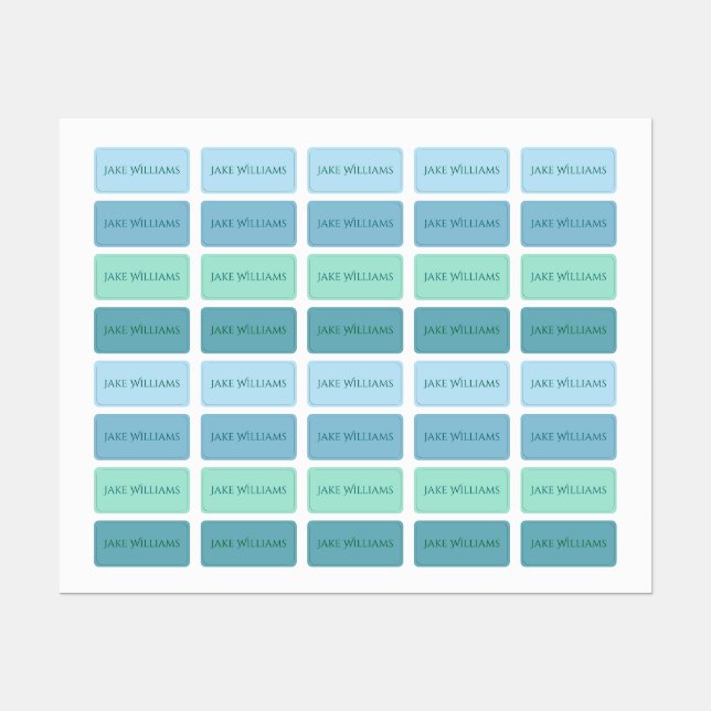 Green and Blue School Clothing Kids' Labels Etiketten (Blatt)