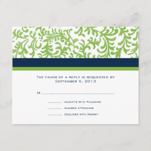 Green and Blue Wedding RSVP Karte