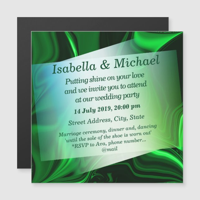 Green and dark curves on dark greenish background magneteinladung (Vorne/Hinten)