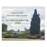 Green and Gardens à Oxford, UK Calendrier 2025