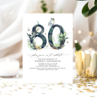 Green and Gold 80e anniversaire Invitation