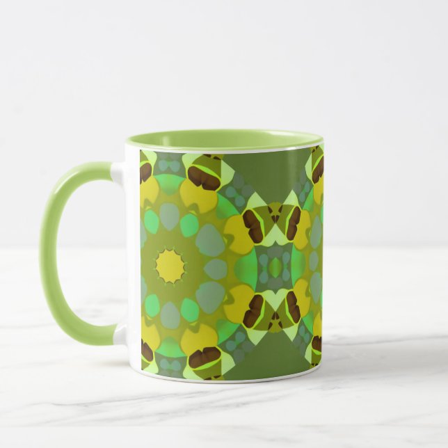 Green and Gold Abstract Coffee Mug Tasse (Links)