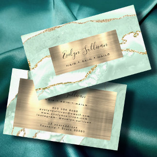 Green and Gold Agate Business Card Visitenkarte
